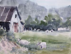 Watercolor: In the Village