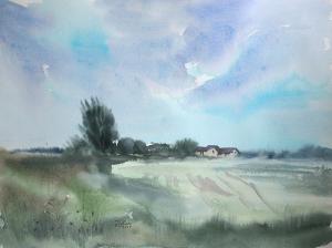 Watercolor: Summer landscape