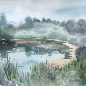 Watercolor: Overgrown pond