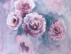 Watercolor: Flowers, peonies
