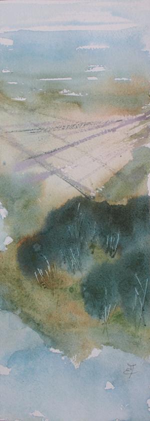 Watercolor: Landscape with river #2
