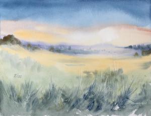Watercolor: Countryside Sunset