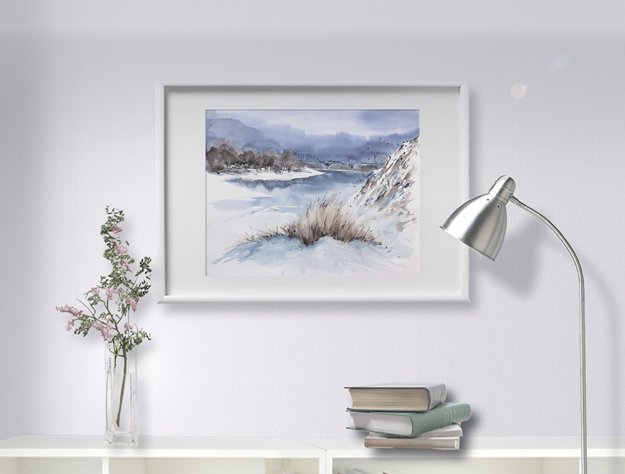 Painting in the interior: February Thaw - 2 - Artwork by Ekaterina Gubina