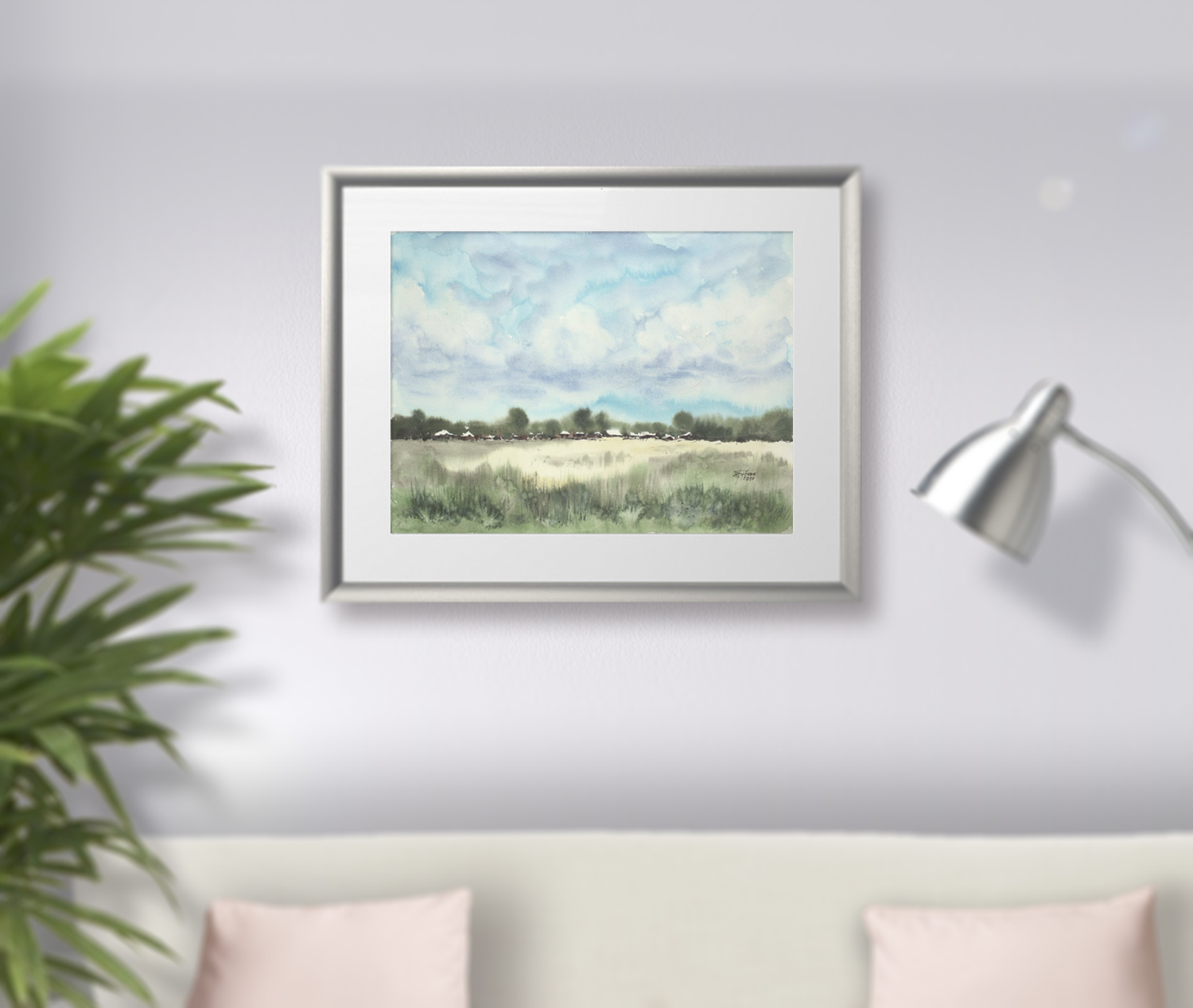 Painting in the interior: Summer landscape