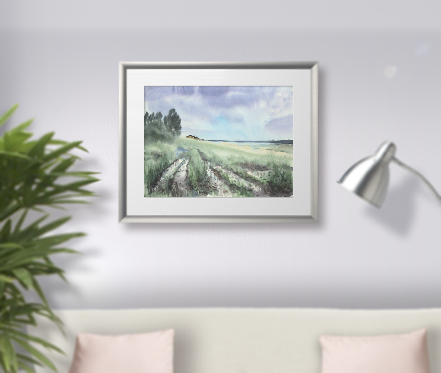 Painting in the interior: Summer landscape