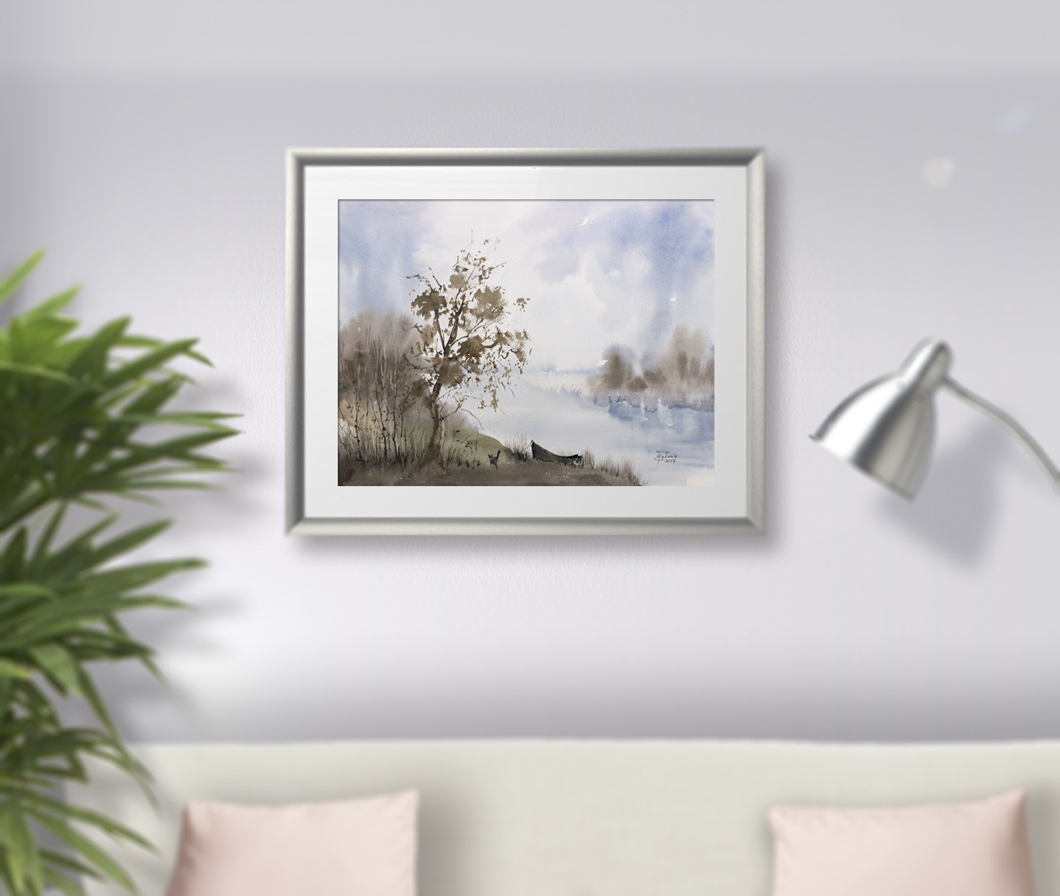 Painting in the interior: November Fog - Artwork by Ekaterina Gubina