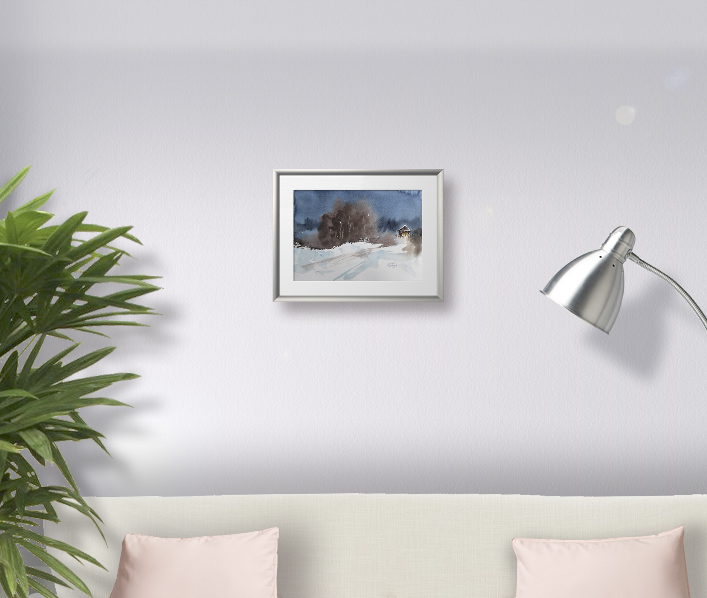 Painting in the interior: Winter landscape - Artwork by Ekaterina Gubina