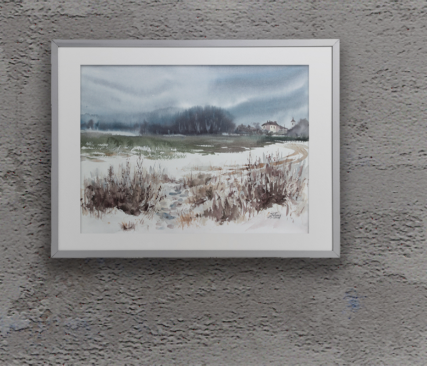 Painting in the interior: Warm Winter - Artwork by Ekaterina Gubina