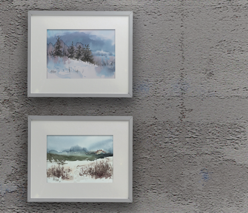 Painting in the interior: Warm Winter - sketch - Artwork by Ekaterina Gubina