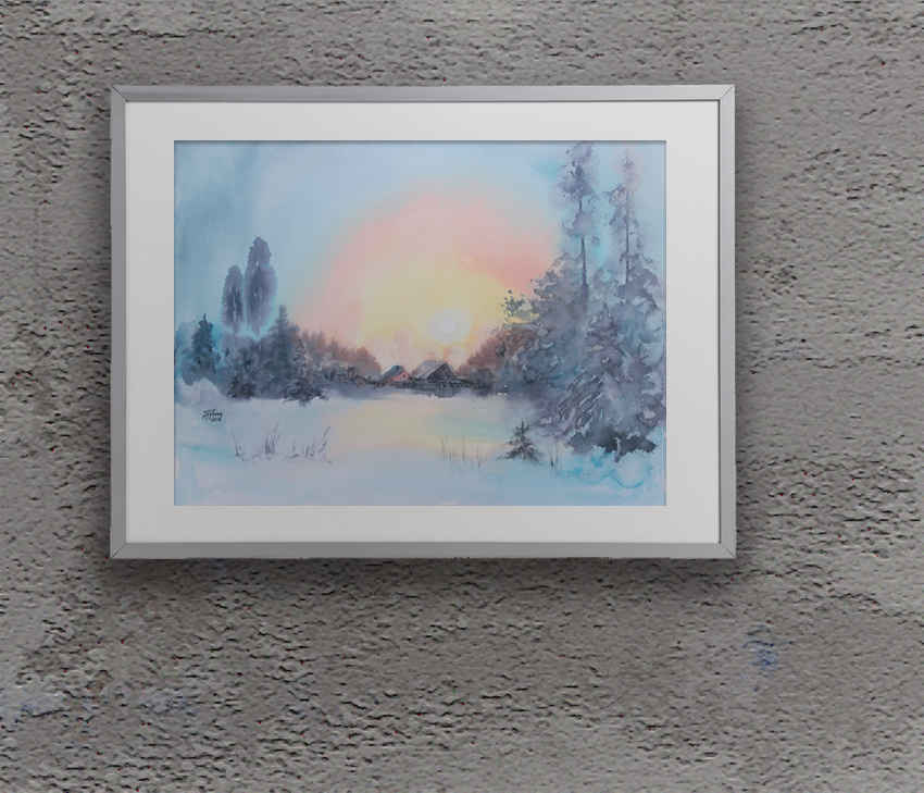 Painting in the interior: Winter Sunset