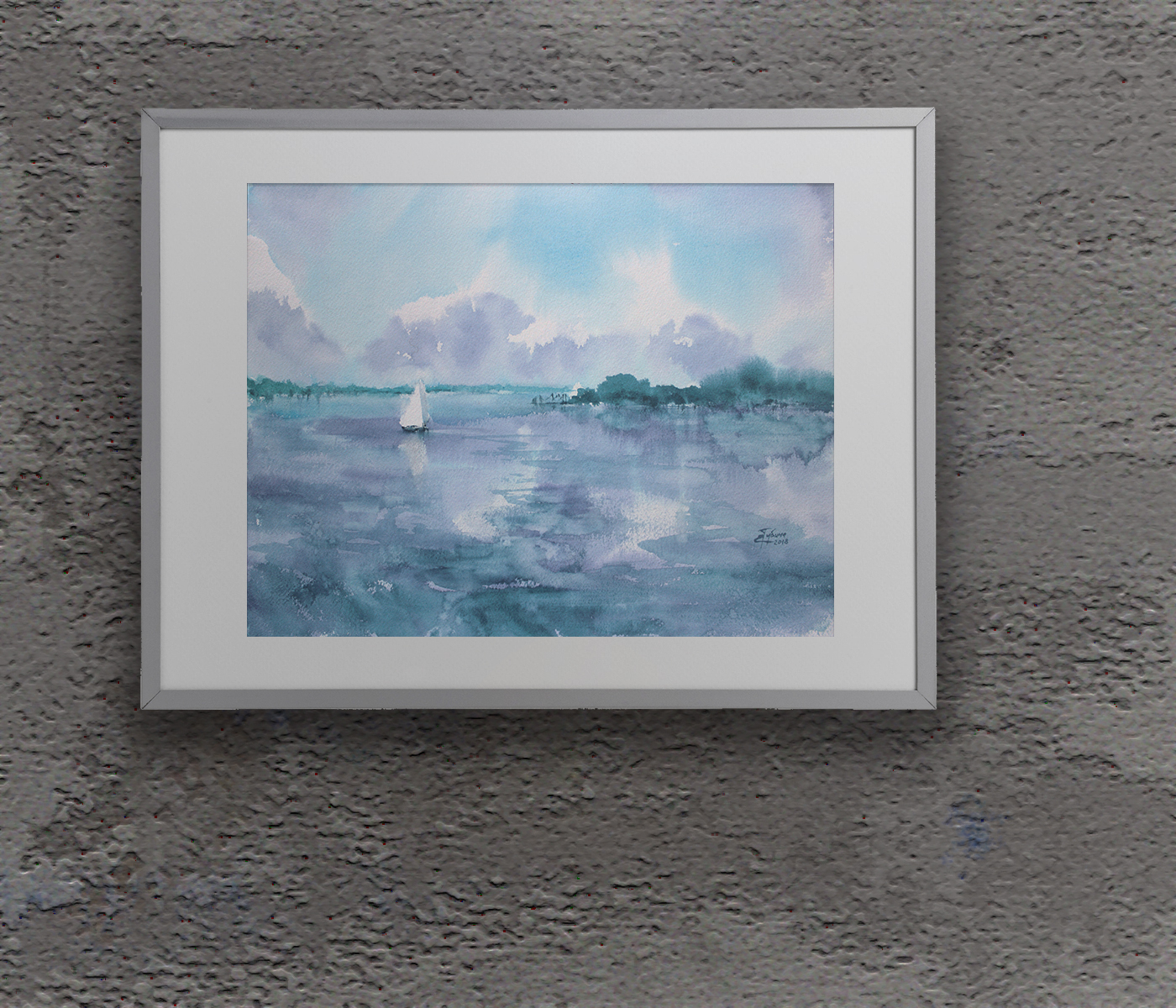 Painting in the interior: The Lake (fantasy) - Artwork by Ekaterina Gubina