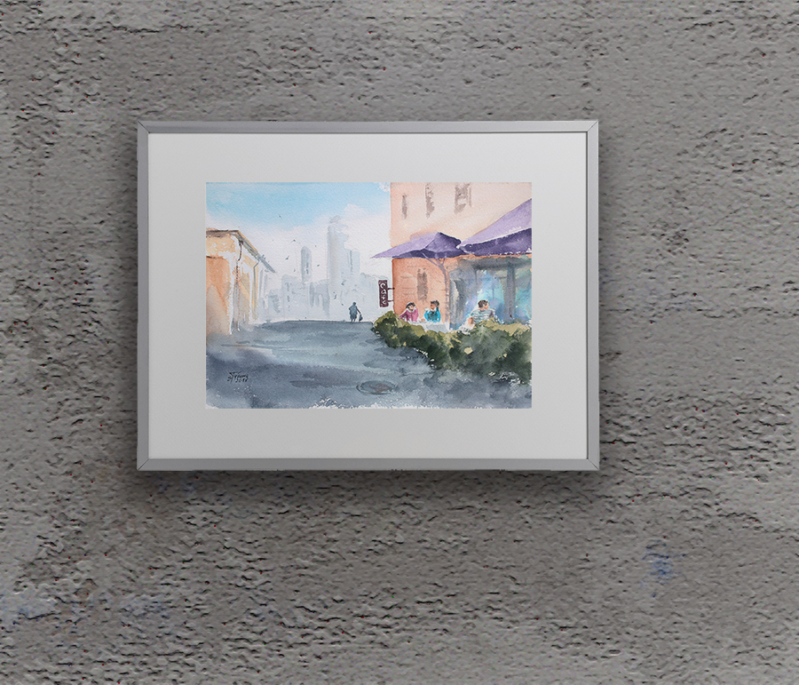 Painting in the interior: Street Cafe