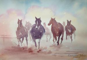 Watercolor: Horses
