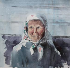 Watercolor: Old woman