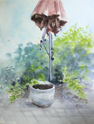Watercolor: In the garden