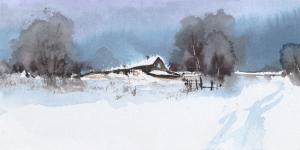 Watercolor: Winter Landscape